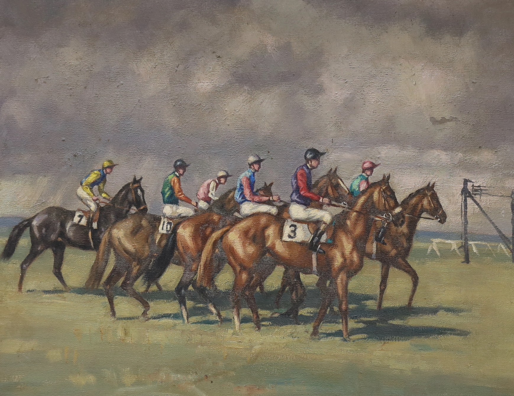 Robert Lister, oil on canvas, 'Before the start', signed, 40 x 50cm